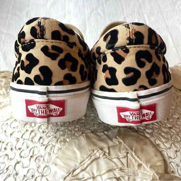Vans Leopard Print Slip On Black Tan Casual Classic Slip On Shoes Size 9 - Picture 7 of 16